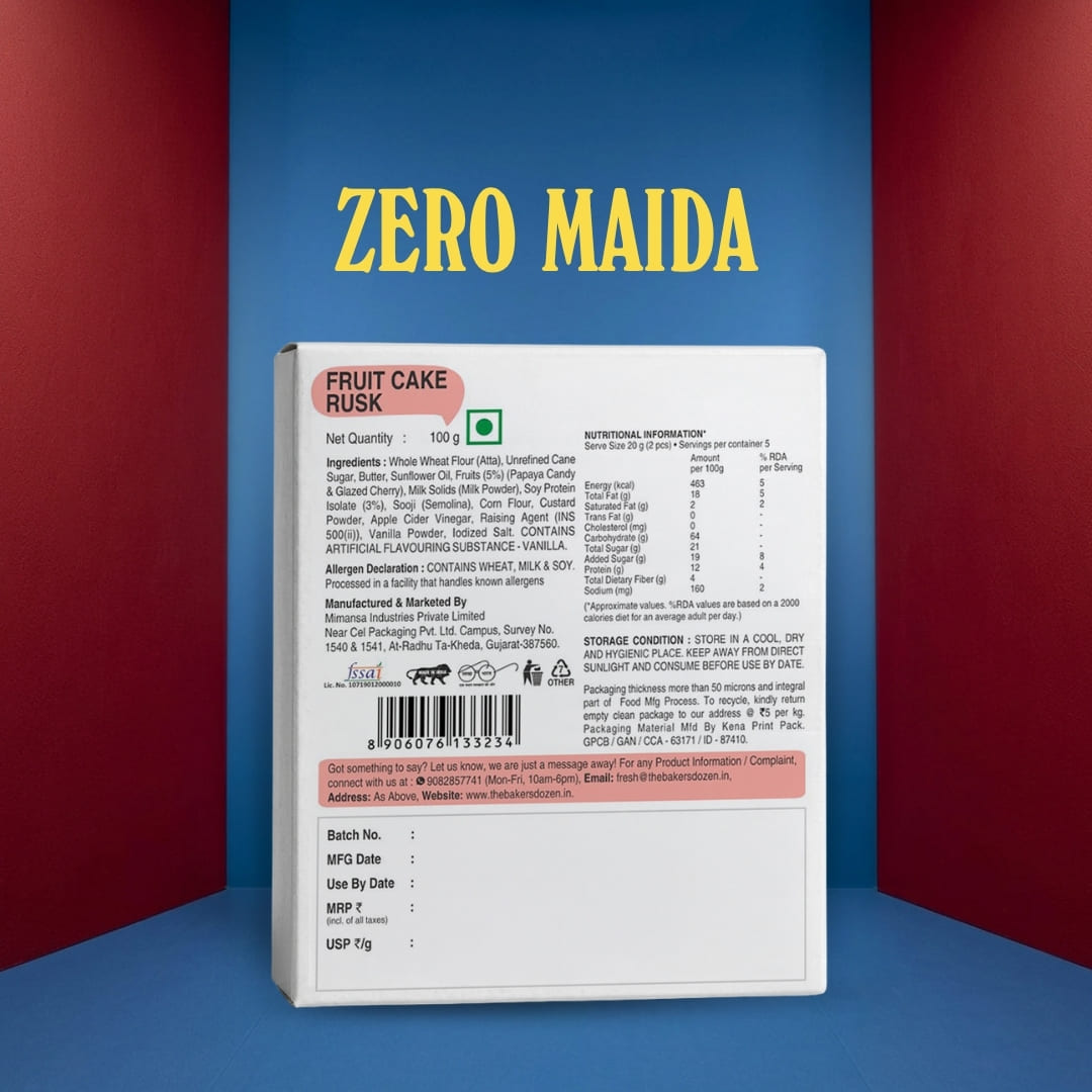 Zero Maida Fruit Cake Rusk